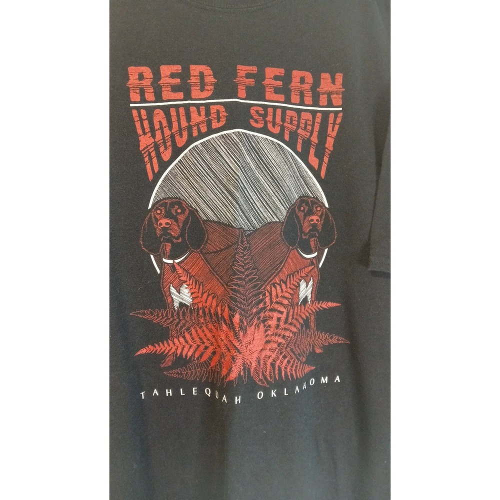 Leehanton Red Fern Hound Supply T Shirt Mens 2XL Black Coon Hunting Oklahoma Tee
